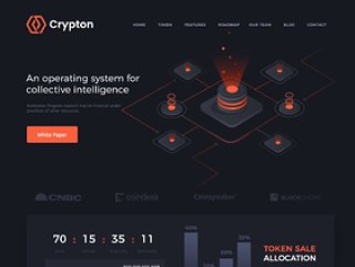 用于Photoshop的Blockchain ICO登陆页面，Crypton ICO登陆