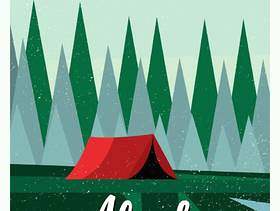 阿拉斯加森林和帐篷明信片