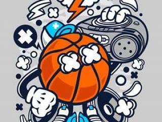 Basketball Boombox Beat Cartoon