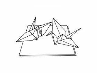 折叠的纸鹤单色