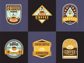 咖啡徽章标志矢量