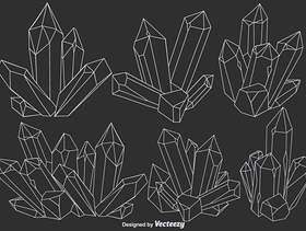 矢量线石英水晶图标集
