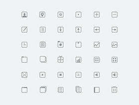 36 thin icons PSD