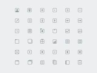 36 thin icons PSD