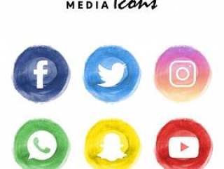 6种流行的水彩社交媒体标识集合