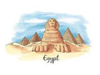 水彩纪念碑古埃及从埃及