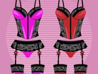 女人的内衣与吊袜带矢量