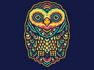 Colorful Owl Mandala Illustration