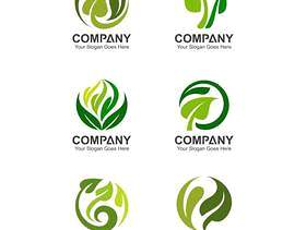 Abstract leaf logo template, leaf icons, green logo set