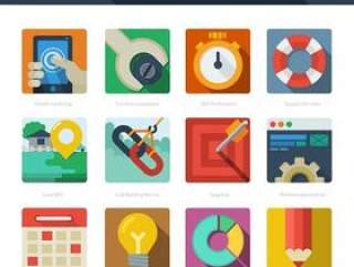 12 Flat SEO icons