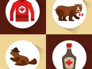 加拿大系列熊海狸针织物和枫糖浆
