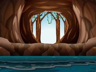 洞穴入口和水