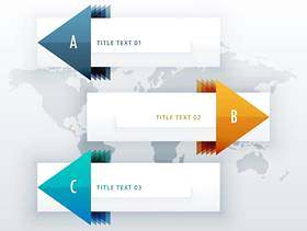 箭头的3个选项的现代信息图，可用于pres
