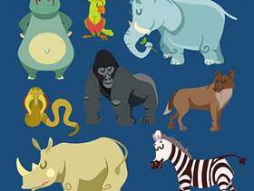 卡通动物野生动物组