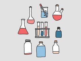 科学烧杯涂鸦矢量