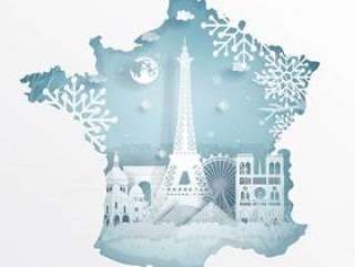 Paris, France map winter season