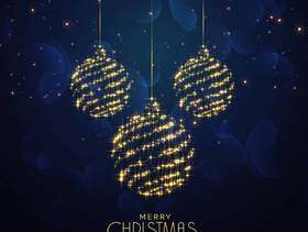 与垂悬的球和闪闪发光的蓝色圣诞节假日背景