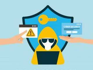 网络安全技术盾保护匙孔黑客计算机危险警告