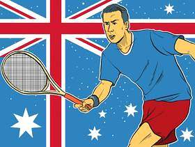在澳大利亚旗子例证前面的网球运动员