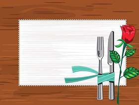 模板关闭板与刀和叉子和餐巾在桌子上