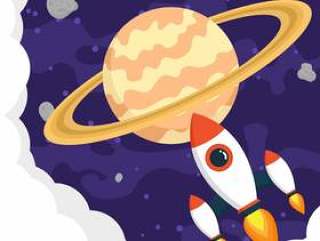 土星行星平坦的背景