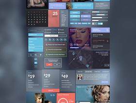 国外梦幻扁平化APP UI Kit PSD 下载