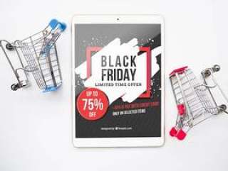 Black friday mockup with tablet