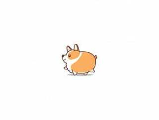 Fat corgi dog walking cartoon icon