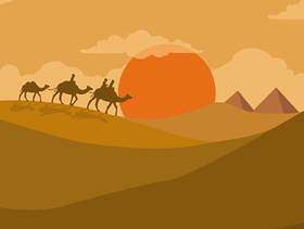 游牧人步行的例证在沙漠