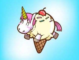 Cute unicorn with ice cream