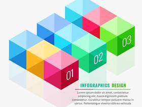 五颜六色的3d箱子infographic