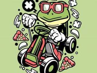 Frog Gokart Racer Cartoon