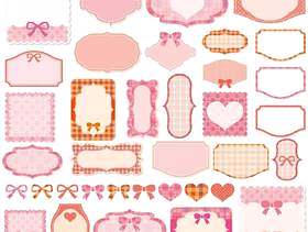 少女框架材料集粉红色的彩带