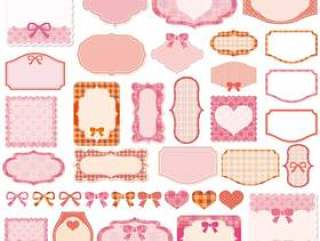 少女框架材料集粉红色的彩带