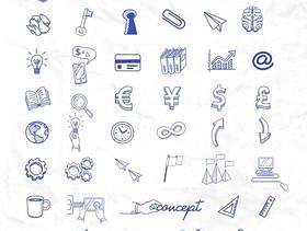 手绘风格 70+ Hand Drawn Icon Set (PSD)