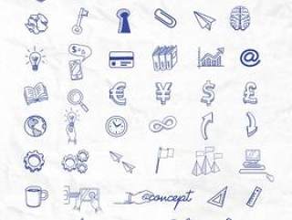 手绘风格 70+ Hand Drawn Icon Set (PSD)