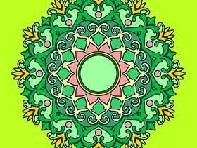 曼荼罗装饰饰品绿色背景矢量
