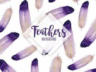 Beautiful Watercolor Feathers Background