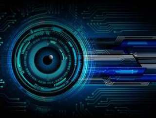 Blue eye ball cyber circuit future technology concept background