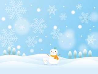 冬天的雪人和小猫的场景