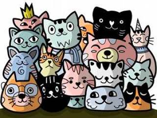 Doodle cats group