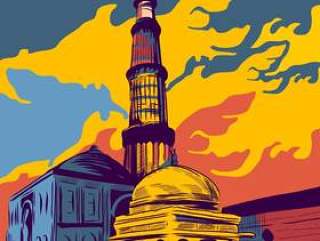 着名的印度建筑Qutub Minar插图