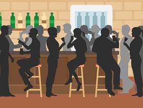 拥挤的酒吧矢量图
