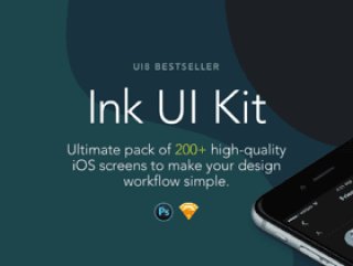 拥有200多个iOS 8屏幕的巨大iOS UI套件，Ink iOS