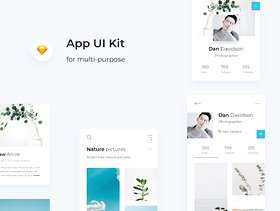 一套20多个UI元素，用于多用途。，App UI Kit 001