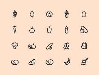 Organic Food Icon Set