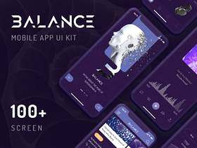 适用于Sketch和Adobe XD的9个类别中的100多个iPhone X黑屏，Balance Mobile UI Kit