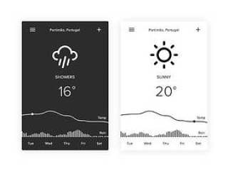 单色天气应用界面