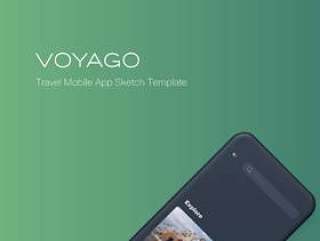 Voyago Travel App设计的旅行应用程序的高品质模板（含sketch源文件）