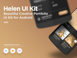 移动产品组合应用程序UI工具包 - 用于Photoshop，Sketch和XD，Helen Android UI工具包